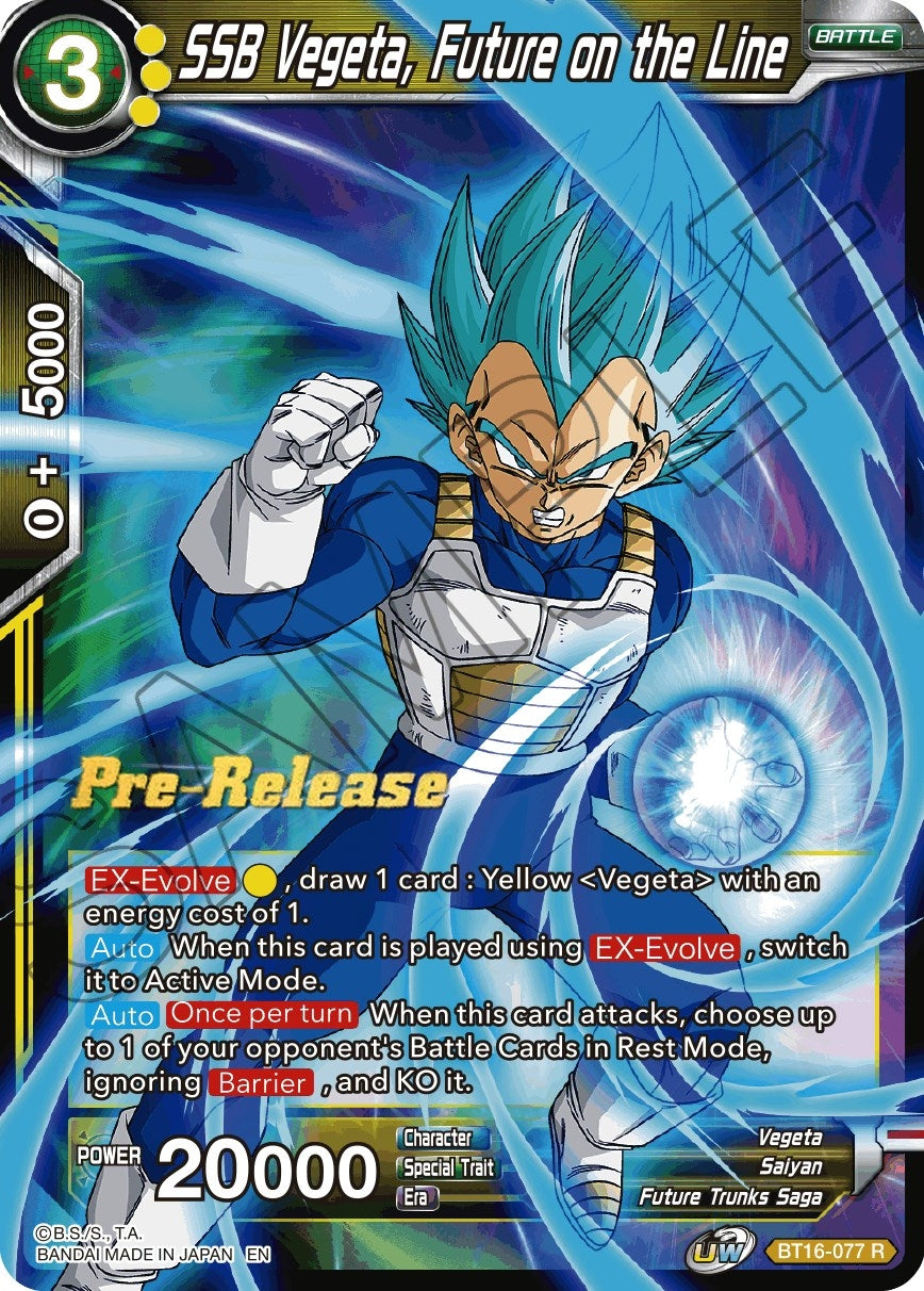 Image for SSB Vegeta, Future on the Line (Realm of the Gods Pre-Release Cards) (BT16-077) - Dragon Ball Super: Masters