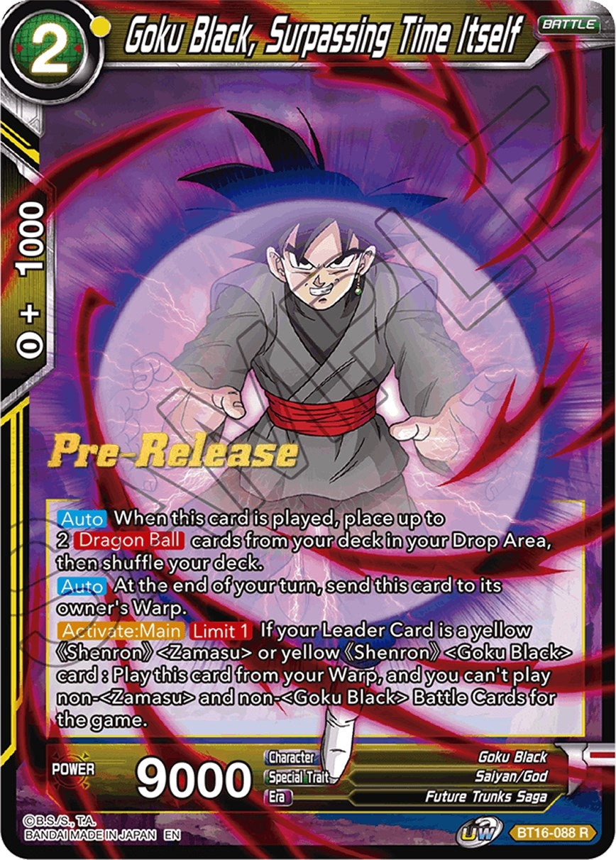 Image for Goku Black, Surpassing Time itself (Realm of the Gods Pre-Release Cards) (BT16-088) - Dragon Ball Super: Masters