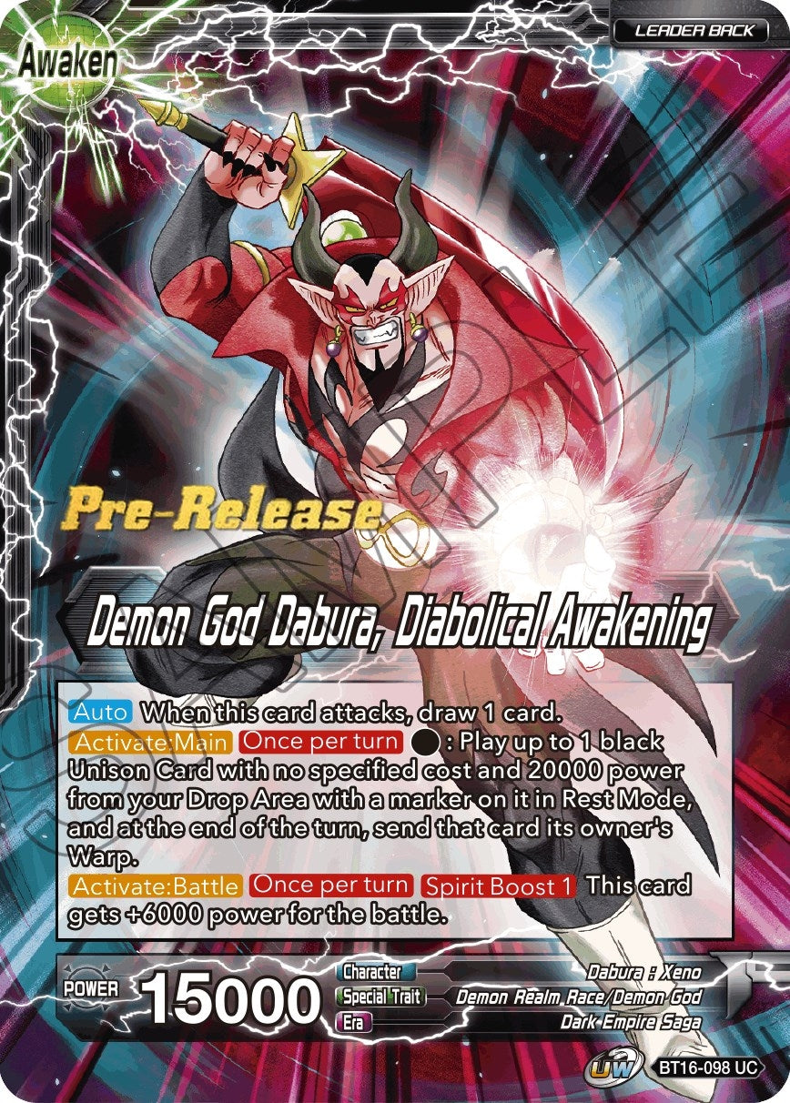 Image for Dabura // Demon God Dabura, Diabolical Awakening (Realm of the Gods Pre-Release Cards) (BT16-098) - Dragon Ball Super: Masters