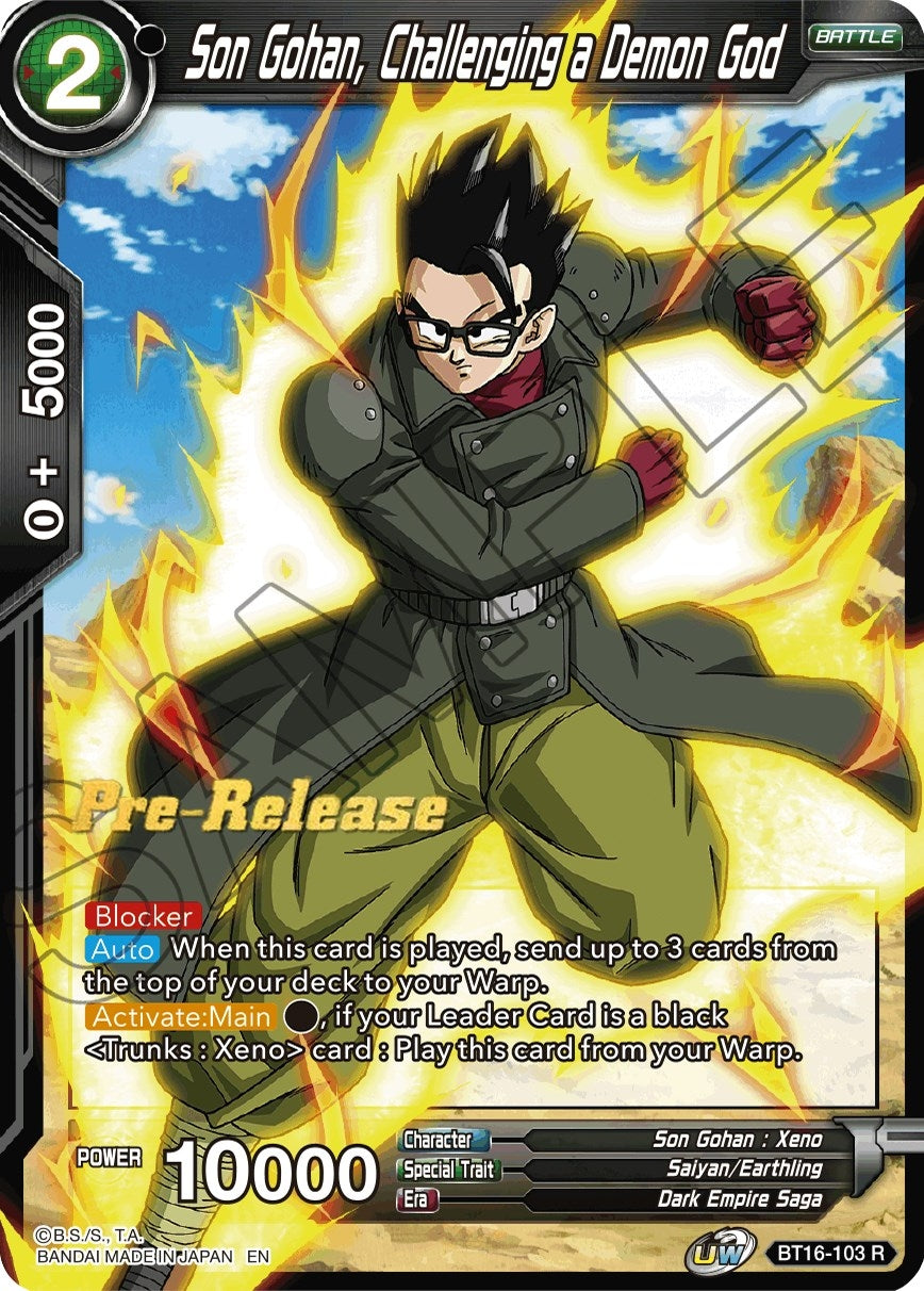 Image for Son Gohan, Challenging a Demon God (Realm of the Gods Pre-Release Cards) (BT16-103) - Dragon Ball Super: Masters