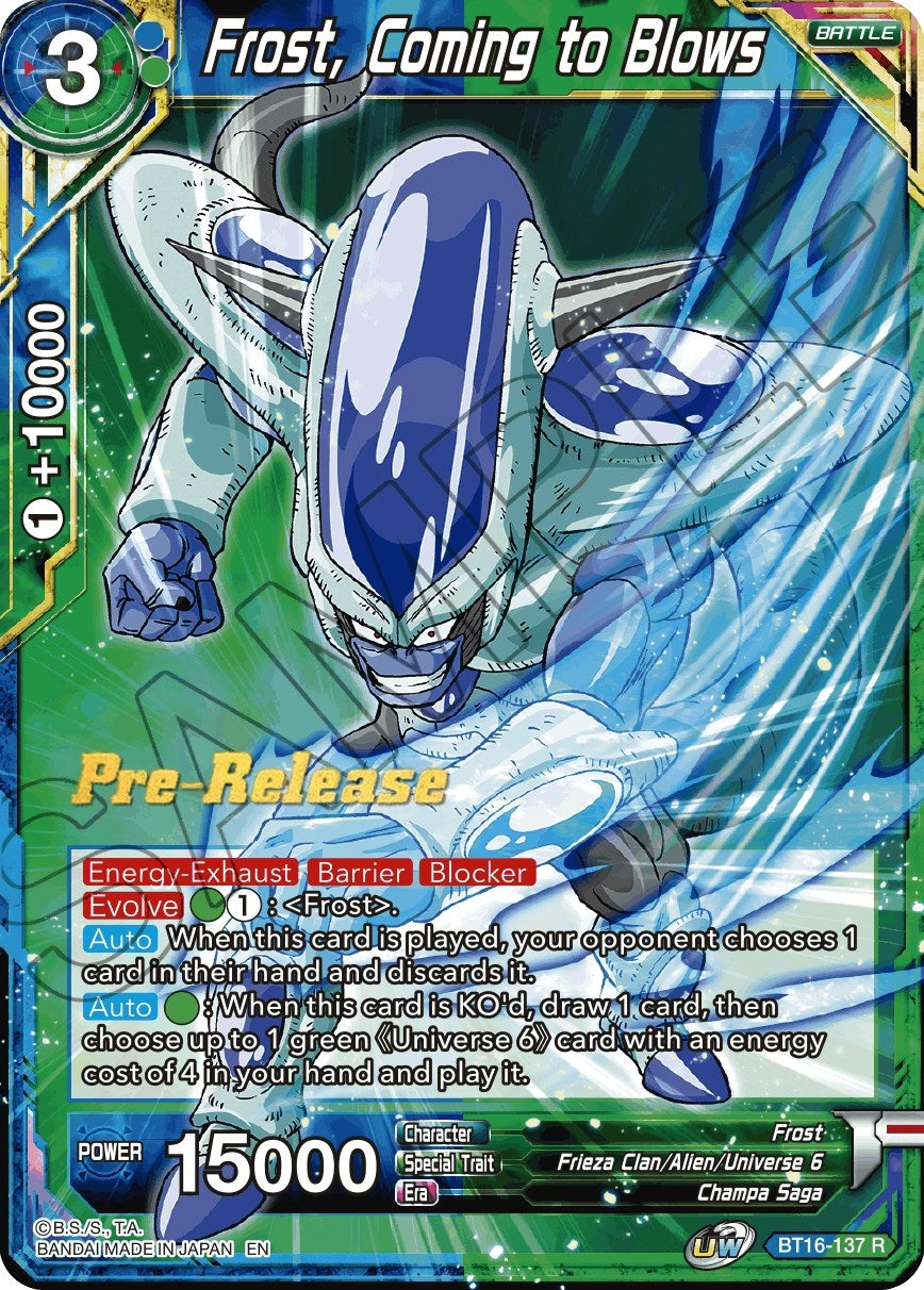 Image for Frost, Coming to Blows (Realm of the Gods Pre-Release Cards) (BT16-137) - Dragon Ball Super: Masters