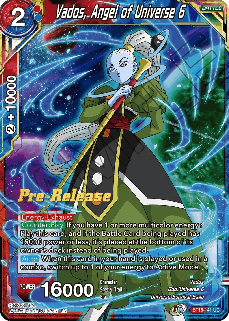Image for Vados, Angel of the Universe 6 (Realm of the Gods Pre-Release Cards) (BT16-141) - Dragon Ball Super: Masters