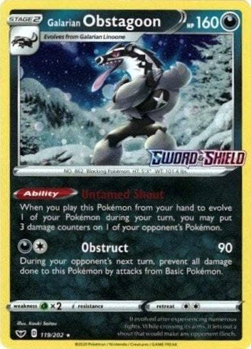 Image for Galarian Obstagoon - 119/202 (Cosmos Holo) (Miscellaneous Cards & Products) (119/202) - Pokemon