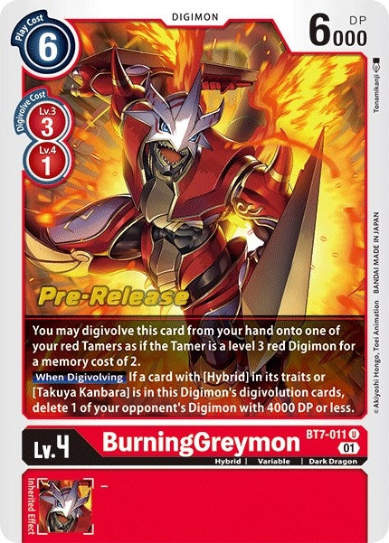Image for BurningGreymon (BT07_PR) (BT7-011 U) - Digimon Card Game