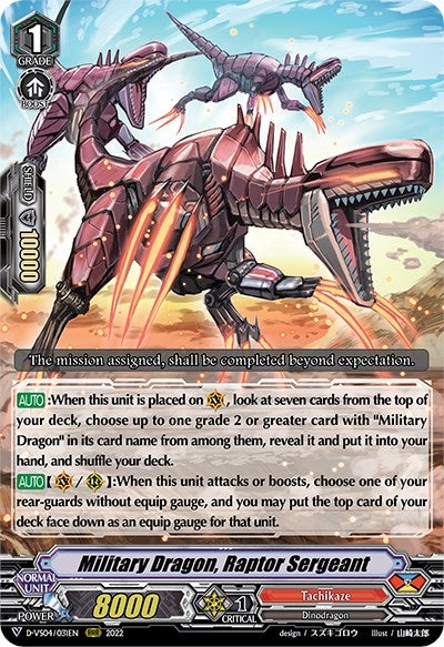 Image for Military Dragon, Raptor Sergeant (D-VS04: V Clan Collection Vol.4) (D-VS04/031EN) - Cardfight Vanguard