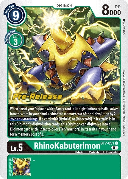 Image for Rhinokabuterimon (BT07_PR) (BT7-051 U) - Digimon Card Game