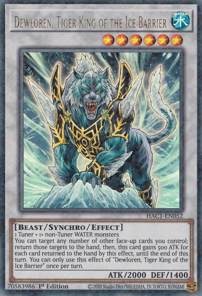 Image for Dewloren, Tiger King of the Ice Barrier (Duel Terminal) (Hidden Arsenal: Chapter 1) (HAC1-EN052) - YuGiOh
