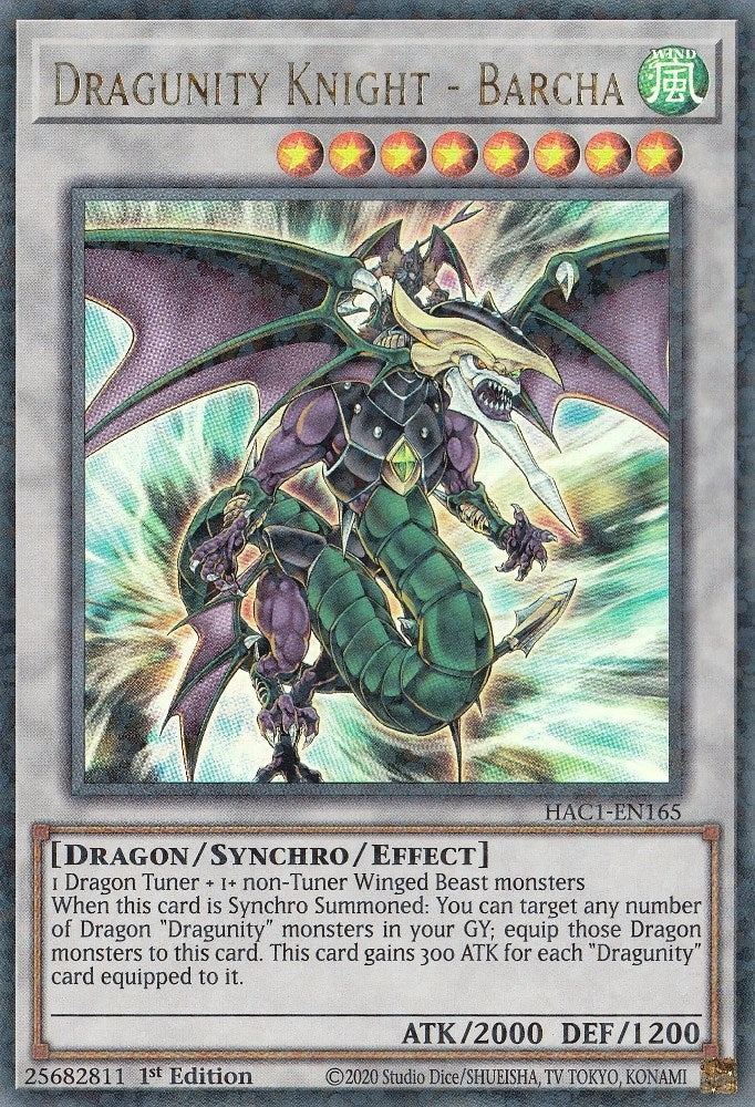 Image for Dragunity Knight - Barcha (Duel Terminal) (Hidden Arsenal: Chapter 1) (HAC1-EN165) - YuGiOh