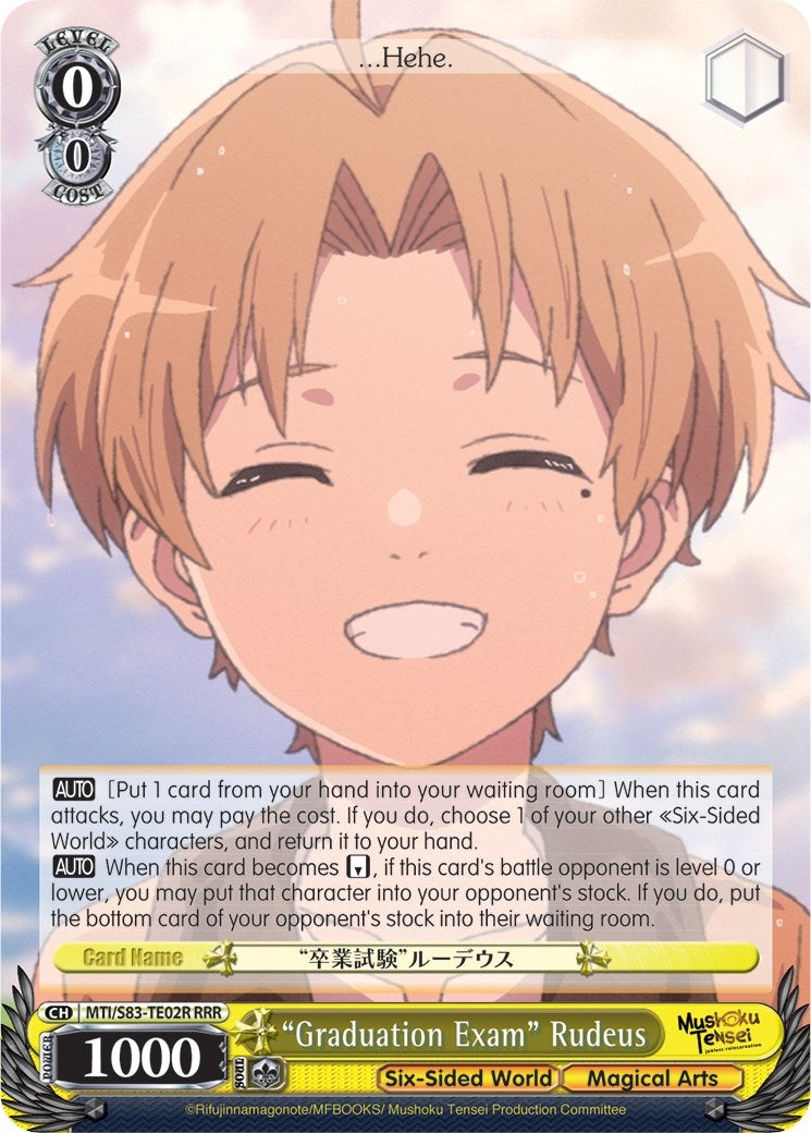 Image for "Graduation Exam" Rudeus (RRR) (Mushoku Tensei: Jobless Reincarnation) (MTI/S83-TE02R RRR) - Weiss Schwarz