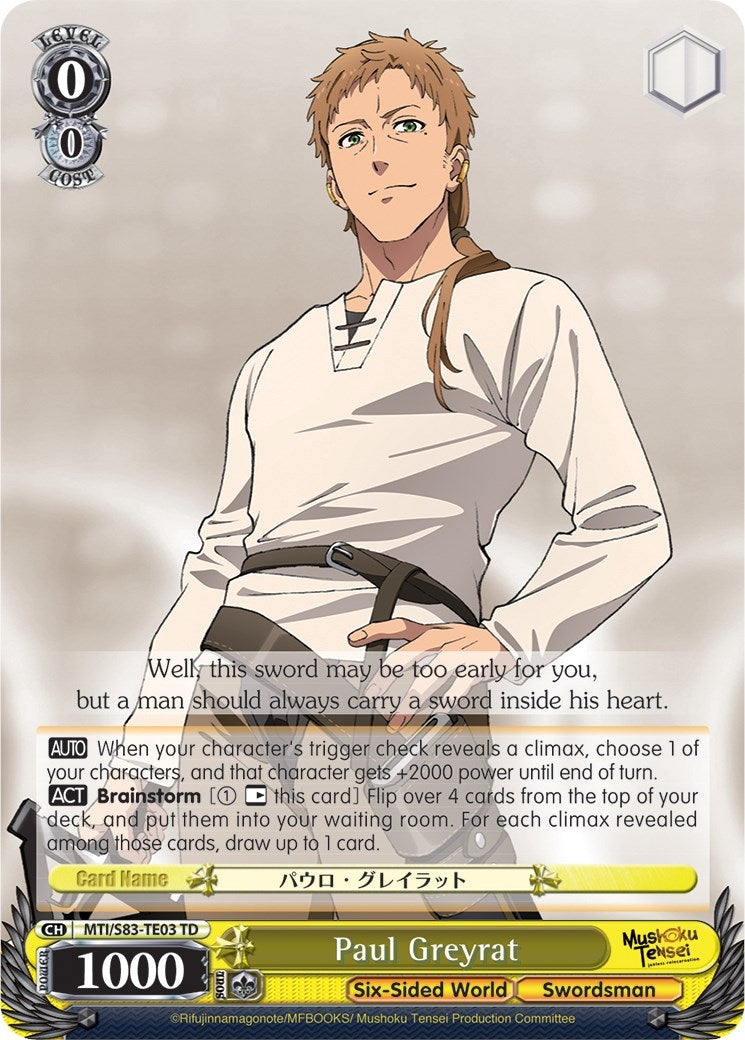 Image for Paul Greyrat (Mushoku Tensei: Jobless Reincarnation) (MTI/S83-TE03 TD) - Weiss Schwarz