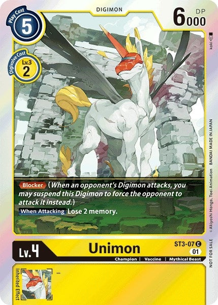 Image for Unimon - ST3-07 (Official Tournament Pack Vol.4) (ST-3) (ST3-07 C) - Digimon Card Game