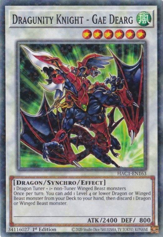 Image for Dragunity Knight - Gae Dearg (Duel Terminal) (Hidden Arsenal: Chapter 1) (HAC1-EN163) - YuGiOh