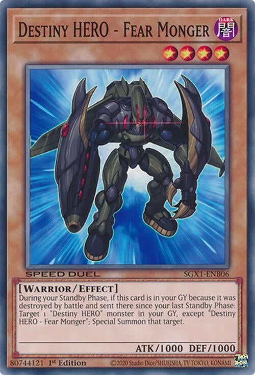 Image for Destiny HERO - Fear Monger (Speed Duel GX: Duel Academy Box) (SGX1-ENB06) - YuGiOh