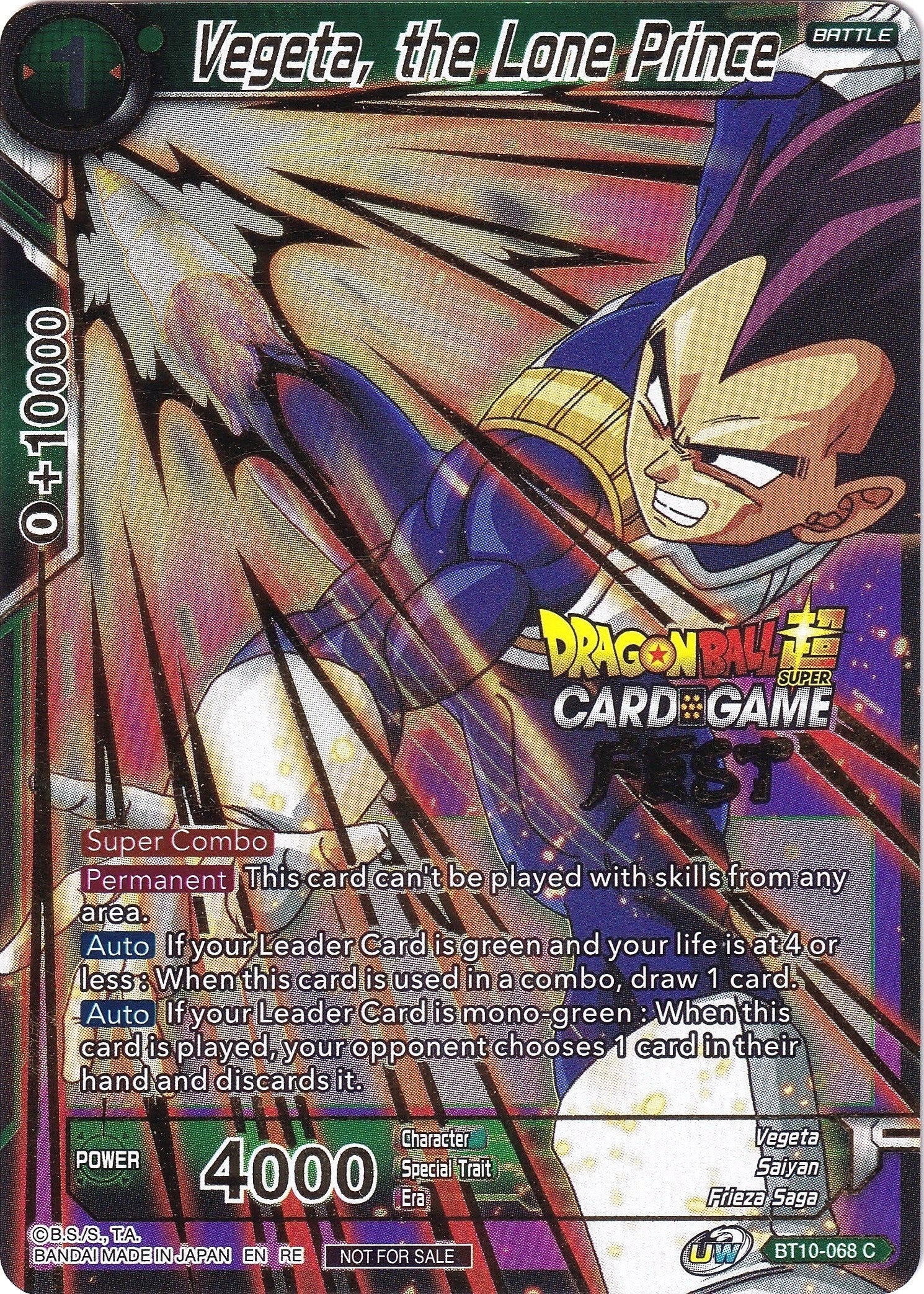 Image for Vegeta, the Lone Prince (Card Game Fest 2022) (Tournament Promotion Cards) (BT10-068) - Dragon Ball Super: Masters