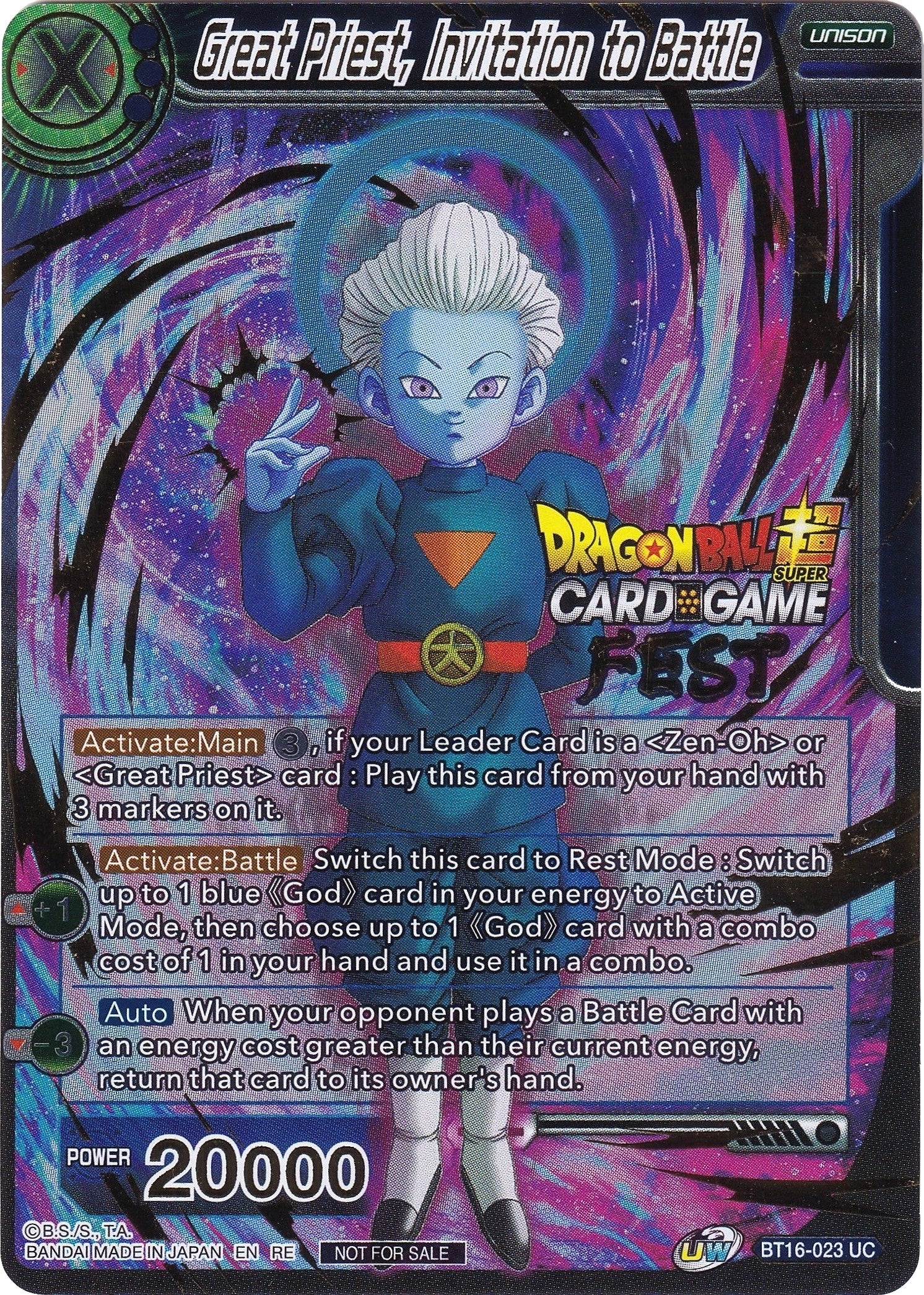 Image for Great Priest, Invitation to Battle (Card Game Fest 2022) (Tournament Promotion Cards) (BT16-023) - Dragon Ball Super: Masters