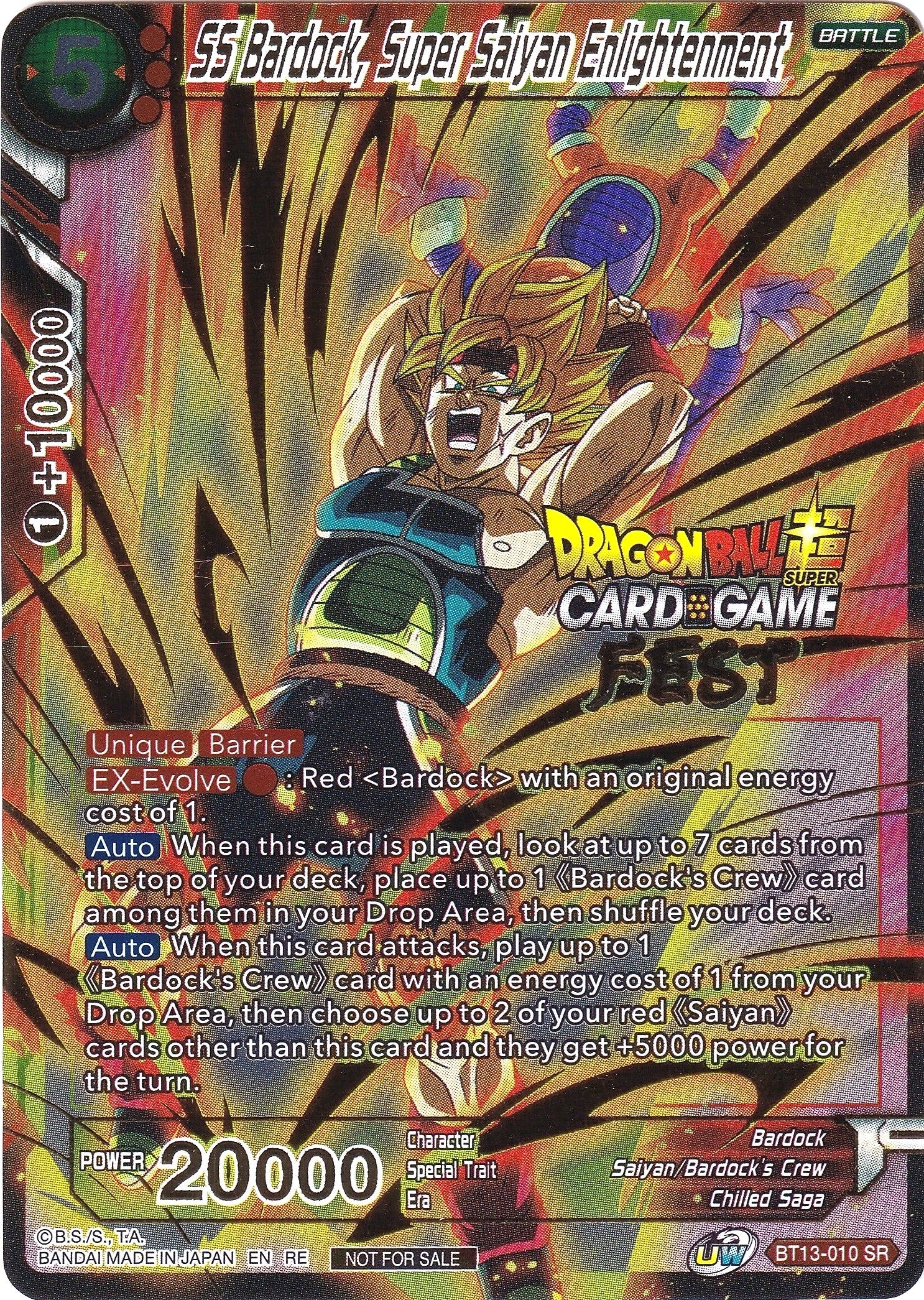 Image for SS Bardock, Super Saiyan Enlightenment (Card Game Fest 2022) (Tournament Promotion Cards) (BT13-010) - Dragon Ball Super: Masters