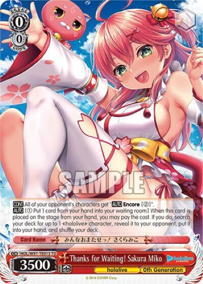 Image for Thanks for Waiting! Sakura Miko (hololive production) (HOL/W91-TE013 TD) - Weiss Schwarz