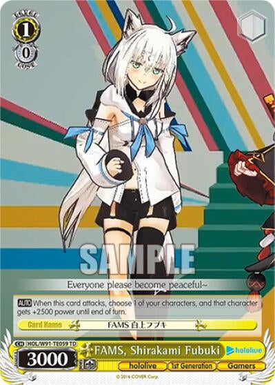 Image for FAMS, Shirakami Fubuki (hololive production) (HOL/W91-TE059 TD) - Weiss Schwarz