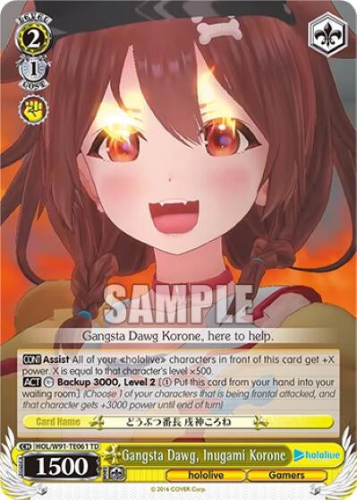 Image for Gangsta Dawg, Inugami Korone (hololive production) (HOL/W91-TE061 TD) - Weiss Schwarz