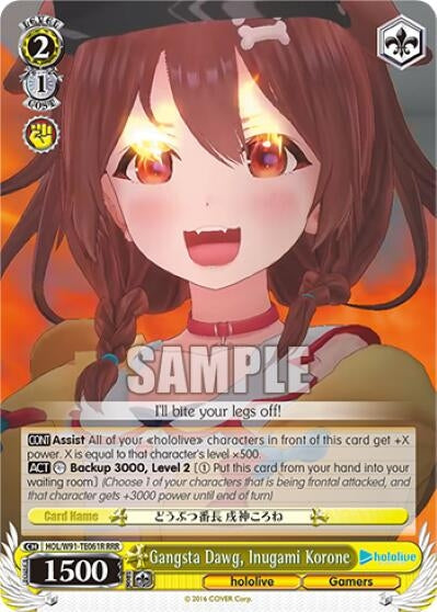 Image for Gangsta Dawg, Inugami Korone (RRR) (hololive production) (HOL/W91-TE061R RRR) - Weiss Schwarz