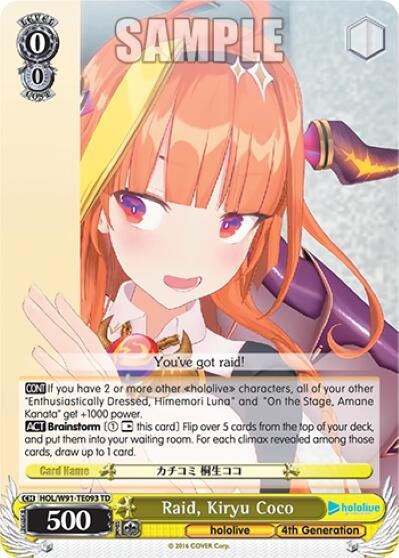Image for Raid, Kiryu Coco (hololive production) (HOL/W91-TE093 TD) - Weiss Schwarz