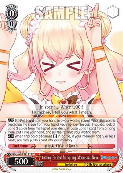 Image for Getting Excited for Spring, Momosuzu Nene (hololive production) (HOL/W91-TE111 TD) - Weiss Schwarz