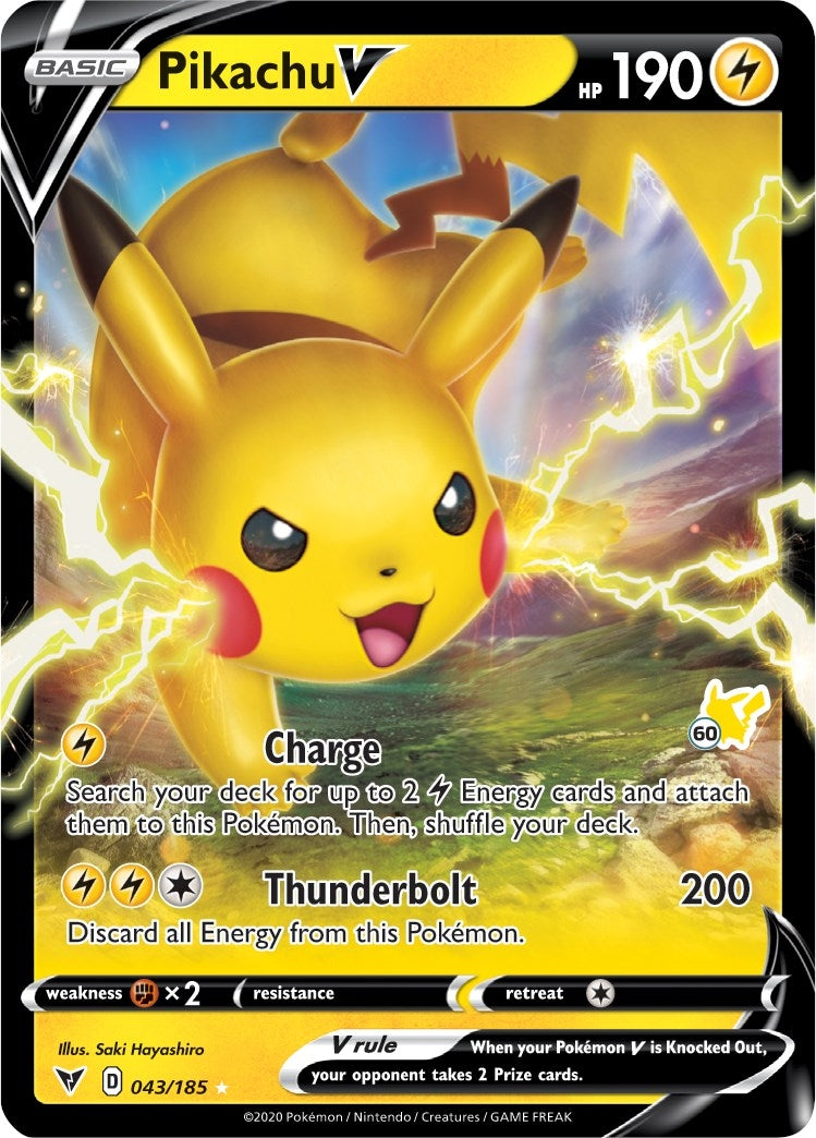 Image for Pikachu V - 043/185 (#60 Pikachu Stamped) (Battle Academy 2022) (043/185) - Pokemon