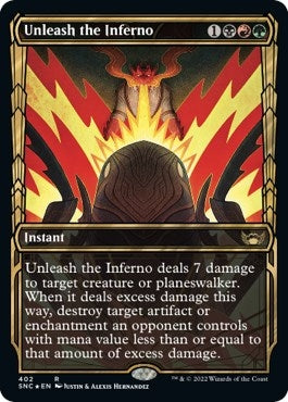 Image for Unleash the Inferno (Gilded Foil) (Streets of New Capenna) (402) - Magic: The Gathering