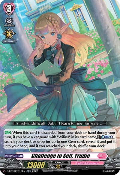 Image for Challenge to Self, Trudie (D-LBT02: Lyrical Monasterio ~It's a New School Term!~) (D-LBT02/012EN) - Cardfight Vanguard