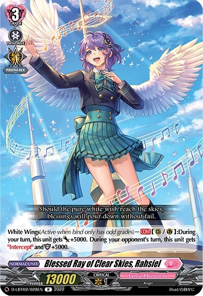 Image for Blessed Ray of Clear Skies, Rahsiel (D-LBT02: Lyrical Monasterio ~It's a New School Term!~) (D-LBT02/028EN) - Cardfight Vanguard