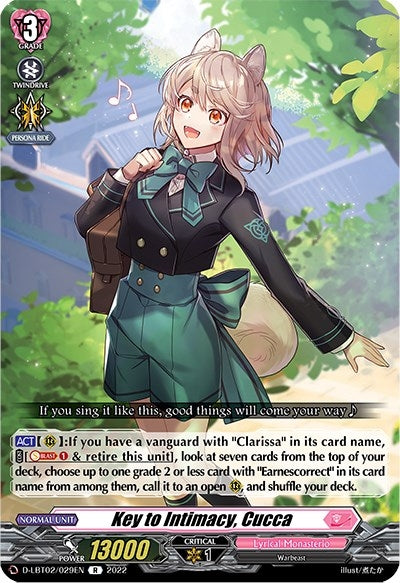 Image for Key to Intimacy, Cucca (D-LBT02: Lyrical Monasterio ~It's a New School Term!~) (D-LBT02/029EN) - Cardfight Vanguard