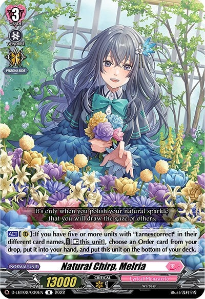 Image for Natural Chirp, Melria (D-LBT02: Lyrical Monasterio ~It's a New School Term!~) (D-LBT02/030EN) - Cardfight Vanguard