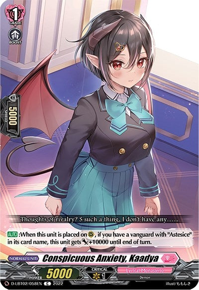 Image for Conspicuous Anxiety, Kaadya (D-LBT02: Lyrical Monasterio ~It's a New School Term!~) (D-LBT02/058EN) - Cardfight Vanguard