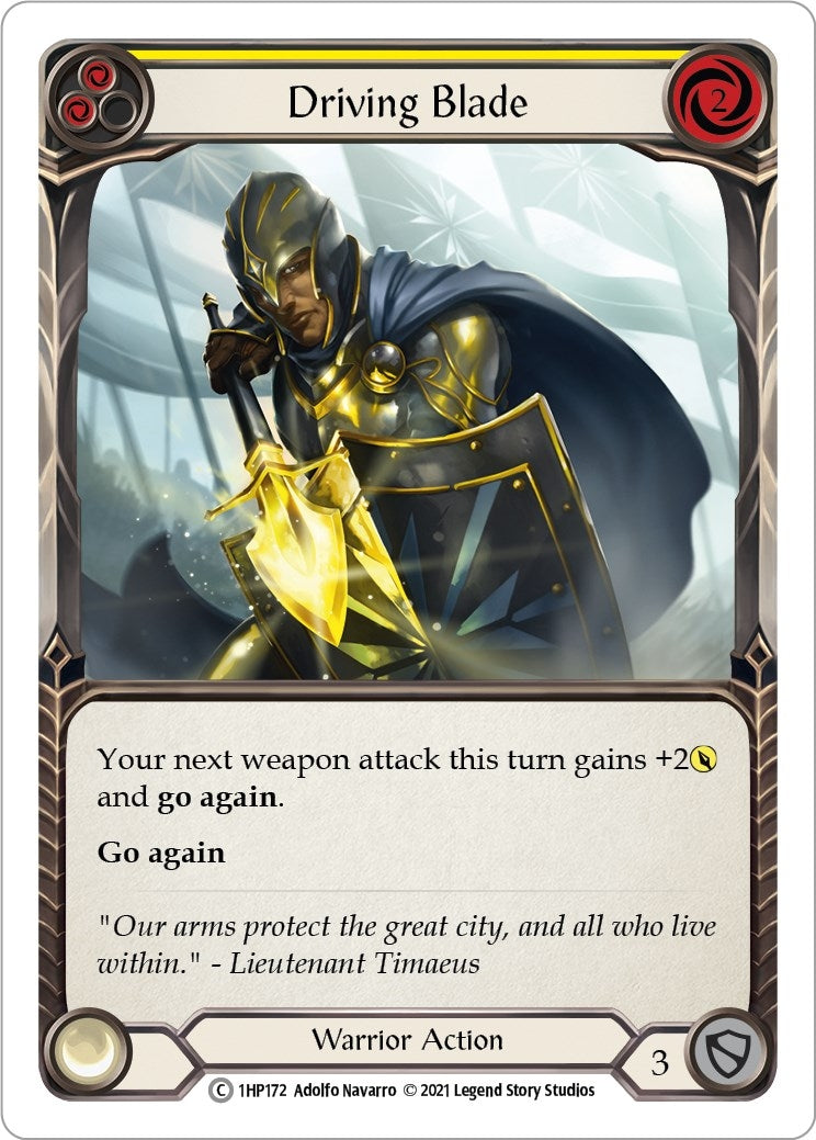 Image for Driving Blade (Yellow) (History Pack Vol.1) (1HP172) - Flesh and Blood TCG