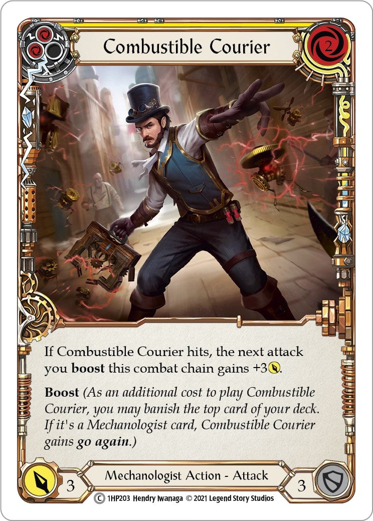 Image for Combustible Courier (Yellow) (History Pack Vol.1) (1HP203) - Flesh and Blood TCG