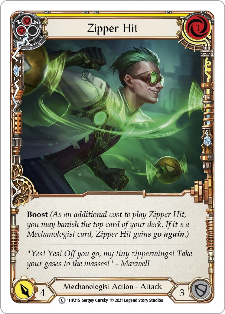 Image for Zipper Hit (Yellow) (History Pack Vol.1) (1HP215) - Flesh and Blood TCG