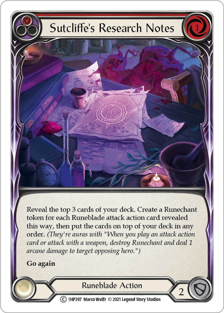 Image for Sutcliffe's Research Notes (Red) (History Pack Vol.1) (1HP297) - Flesh and Blood TCG