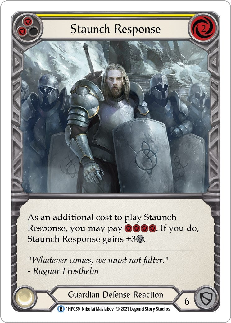 Image for Staunch Response (Yellow) (History Pack Vol.1) (1HP059) - Flesh and Blood TCG