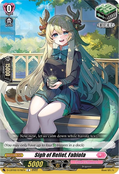 Image for Sigh of Relief, Fabiola (D-LBT02: Lyrical Monasterio ~It's a New School Term!~) (D-LBT02/079EN) - Cardfight Vanguard