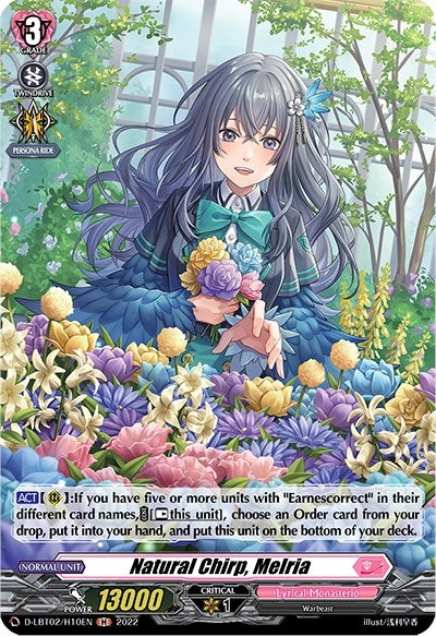 Image for Natural Chirp, Melria (Holo) (D-LBT02: Lyrical Monasterio ~It's a New School Term!~) (D-LBT02/H10EN) - Cardfight Vanguard