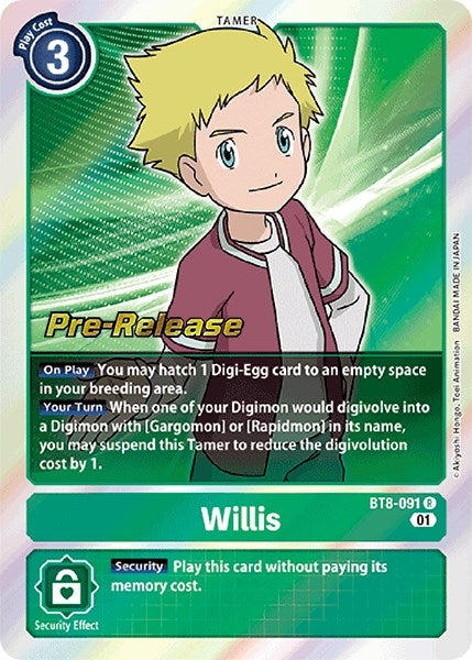 Image for Willis (BT08_PR) (BT8-091 R) - Digimon Card Game