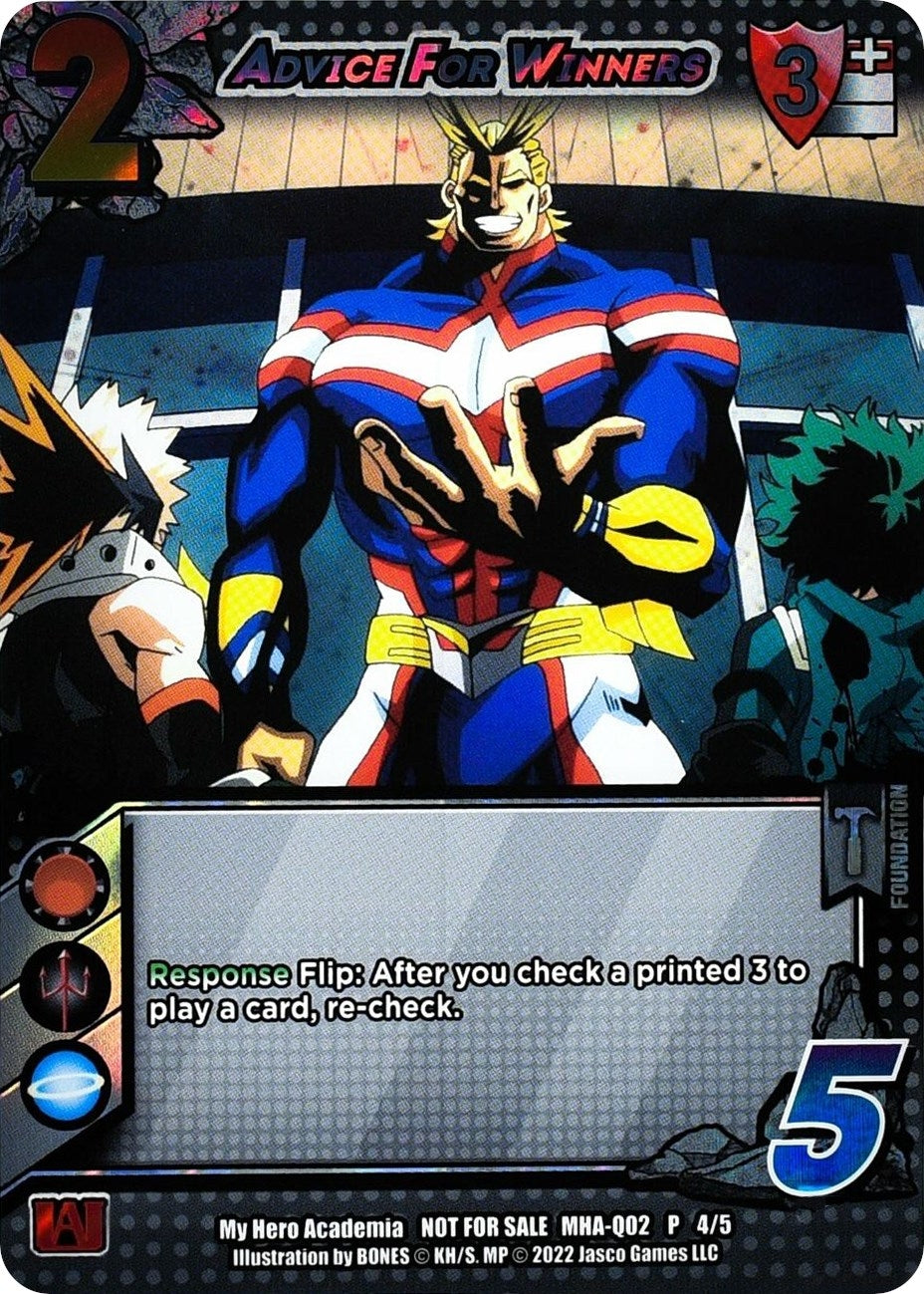 Image for Advice for Winners (Quirk Pack 2) (UniVersus: My Hero Academia Promo Cards) (MHA-Q02 P 4/5) - UniVersus