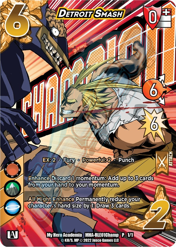 Image for Detroit Smash (Regional License Exam 2021 Champion) (UniVersus: My Hero Academia Promo Cards) (MHA-RLE01Champ P 1/1) - UniVersus