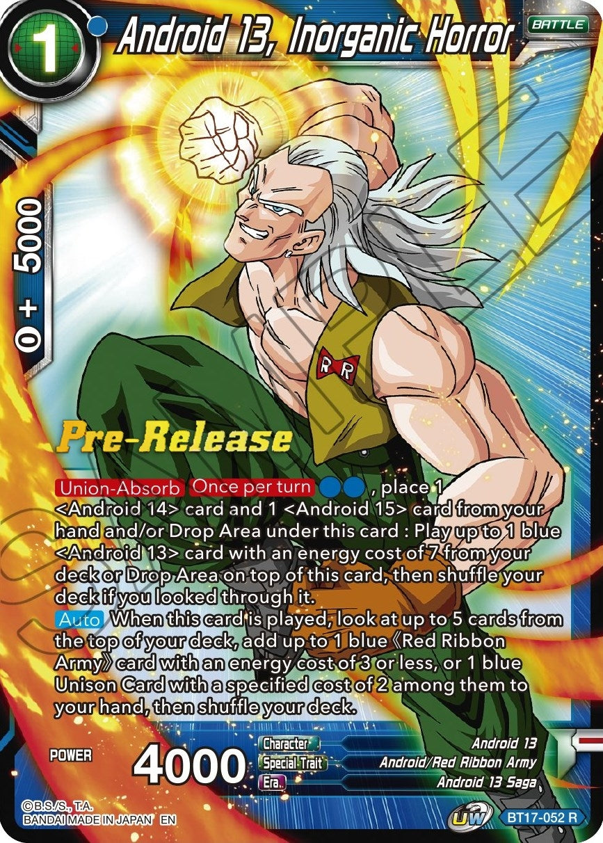 Image for Android 13, Inorganic Horror (Ultimate Squad Pre-Release Cards) (BT17-052) - Dragon Ball Super: Masters