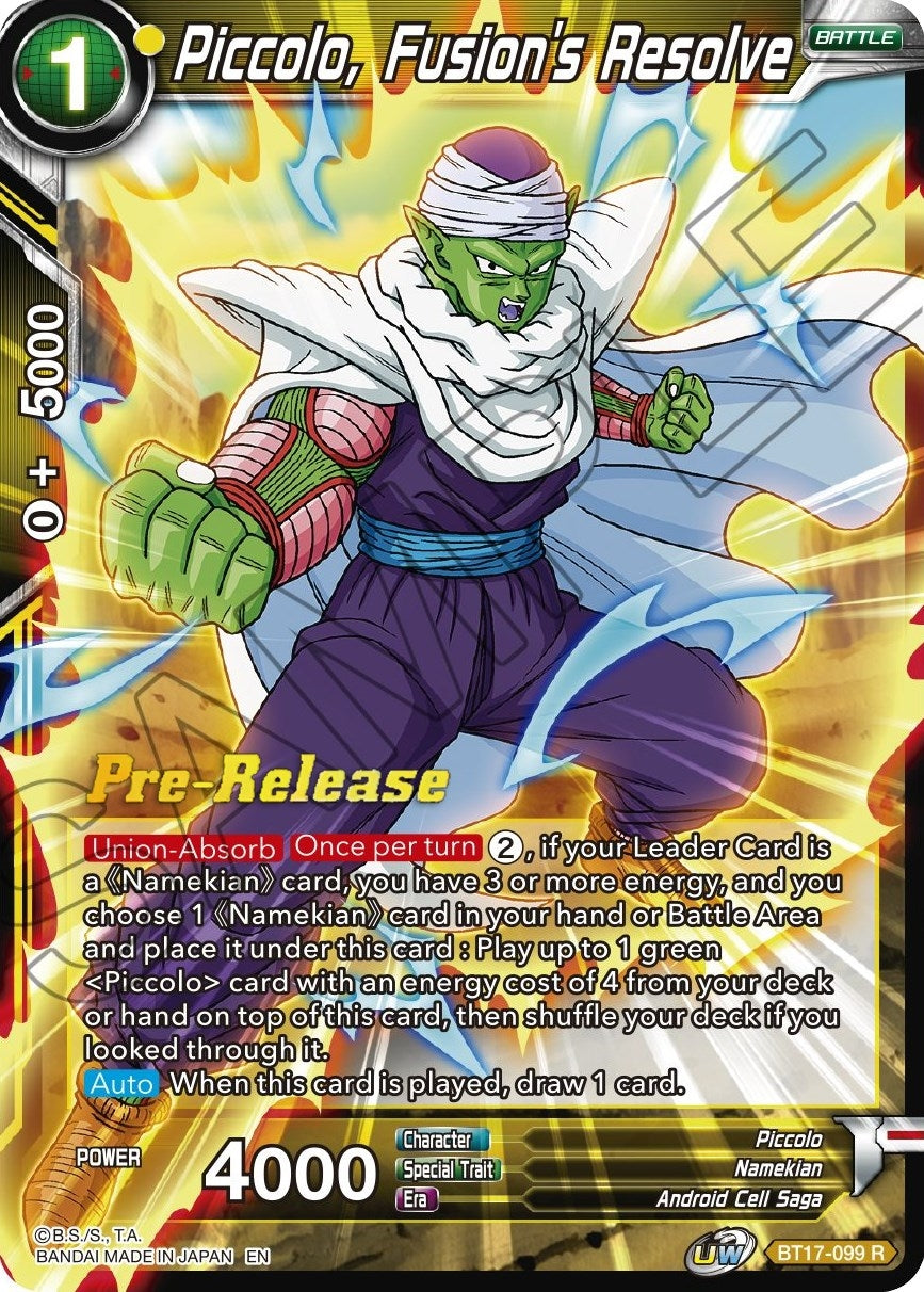 Image for Piccolo, Fusion's Resolve (Ultimate Squad Pre-Release Cards) (BT17-099) - Dragon Ball Super: Masters
