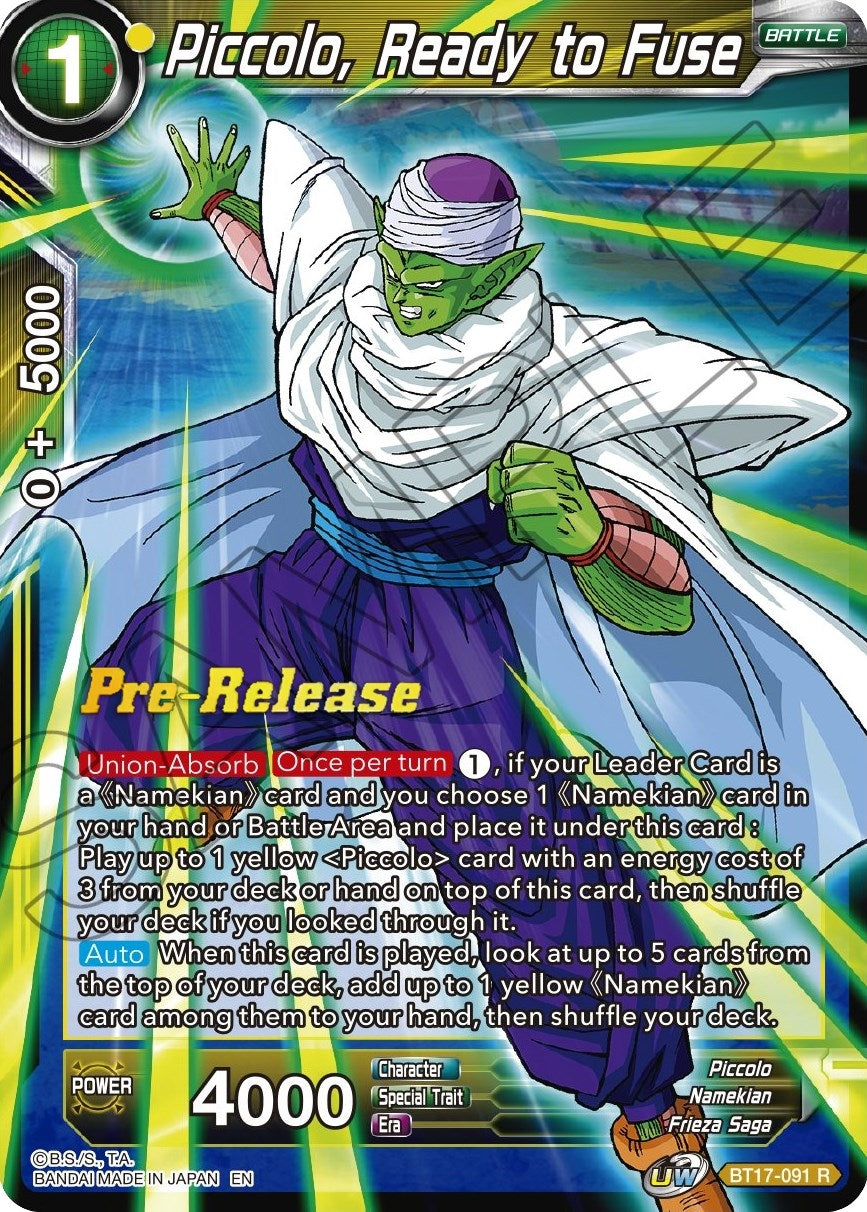 Image for Piccolo, Ready to Fuse (Ultimate Squad Pre-Release Cards) (BT17-091) - Dragon Ball Super: Masters