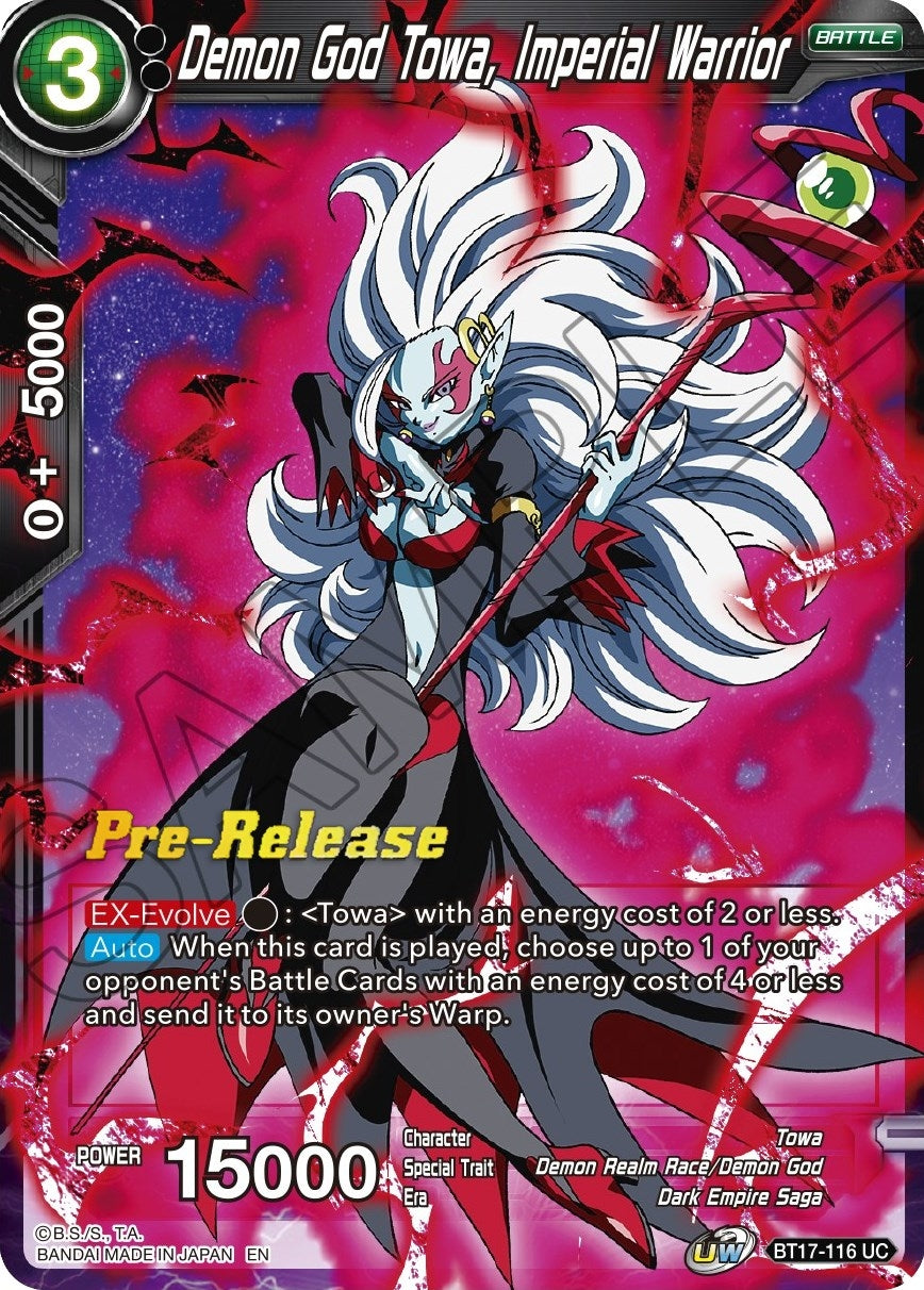 Image for Demon God Towa, Imperial Warrior (Ultimate Squad Pre-Release Cards) (BT17-116) - Dragon Ball Super: Masters