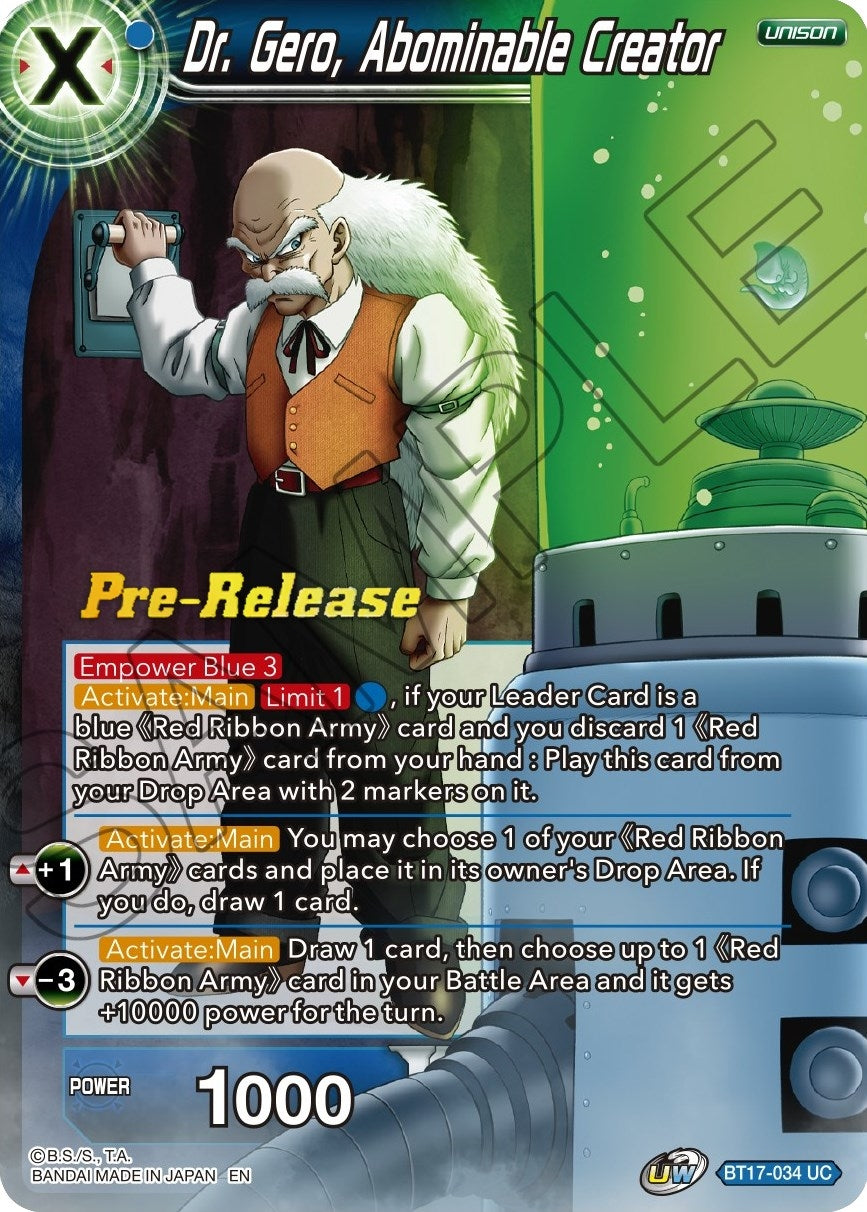 Image for Dr. Gero, Abominable Creator (Ultimate Squad Pre-Release Cards) (BT17-034) - Dragon Ball Super: Masters