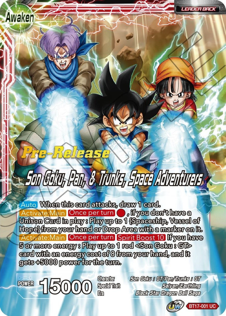 Image for Son Goku // Son Goku, Pan, and Trunks, Space Adventurers (Ultimate Squad Pre-Release Cards) (BT17-001) - Dragon Ball Super: Masters