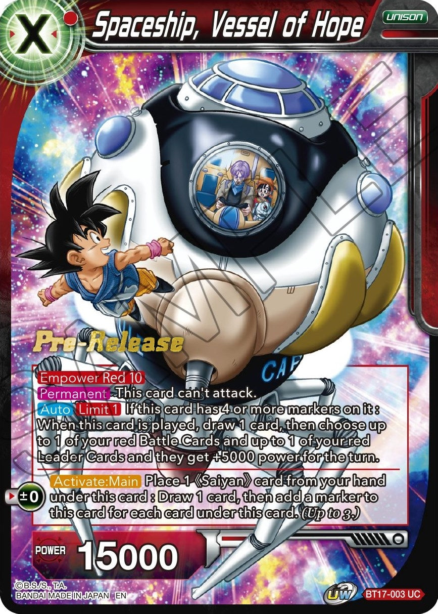 Image for Spaceship, Vessel of Hope (Ultimate Squad Pre-Release Cards) (BT17-003) - Dragon Ball Super: Masters